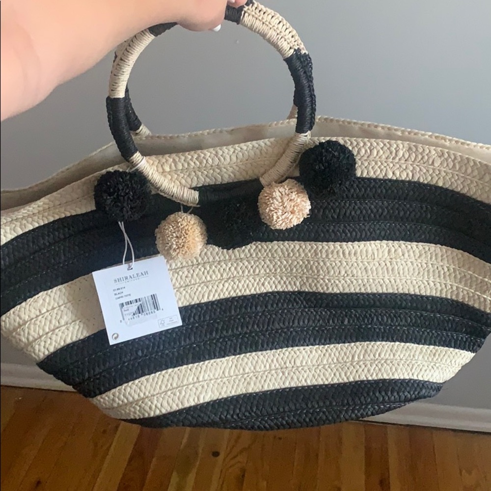 Black cream striped Capri Tote from Shiraleah
